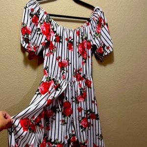 Sale! Romper with shorts and train - rose flowers